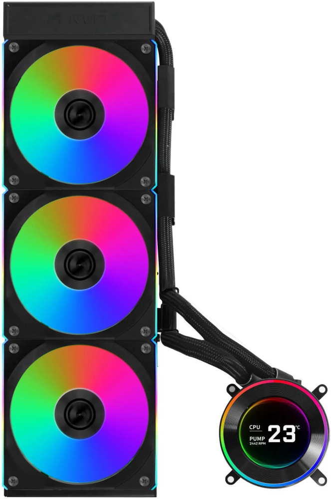 Lian Li Hydroshift II 360 CL RGB Liquid CPU Cooler - 360mm AIO - 3X 120 RGB Fans - 2.1 IPS LCD Screen - 3 Control Mode - Flexible Tubes Clamp - LGA 1851/1700, AMD AM5/AM4 - Black (HS2LCD36RB)