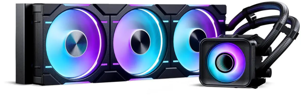 Phanteks Glacier One 360D30 X2 AIO Liquid CPU Cooler, Evolv X2-Design AIO Cap Design, 3x Performance D30-120 D-RGB Fans, for Intel LGA 1851, 1700, 1200, 115x and AMD AM4/AM5 sockets, Black