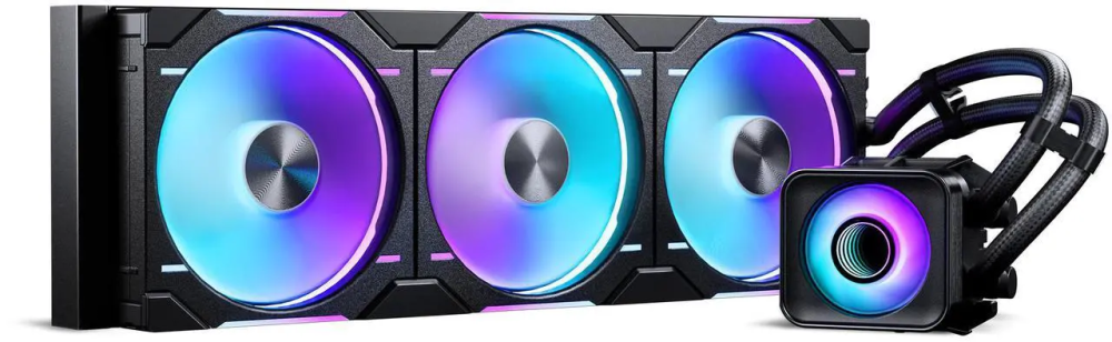 Phanteks Glacier One 420D30 X2 AIO Liquid CPU Cooler, Evolv X2 Aluminum Cap Design, 3x Performance D30-140 D-RGB Fans, for Intel LGA 1851, 1700, 1200, 115x and AMD AM4/AM5 sockets, Black