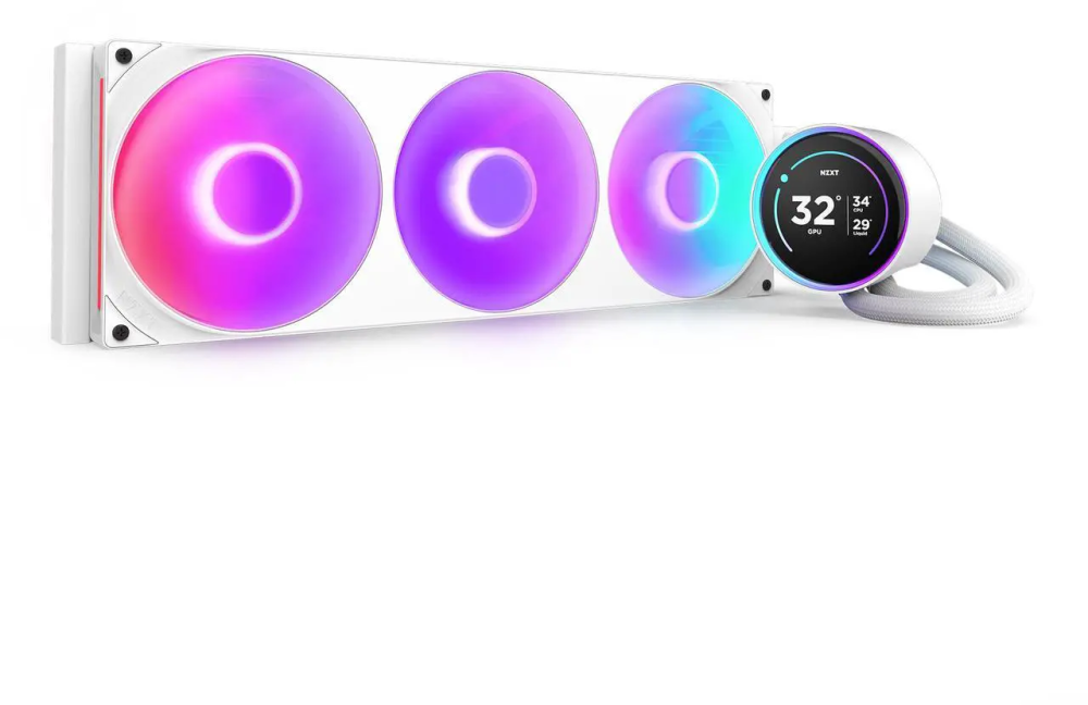 NZXT KRAKEN ELITE RGB 420MM WHITE AIO LIQUID COOLER WITH IPS LCD & RGB CORE SINGLE-FRAME FAN