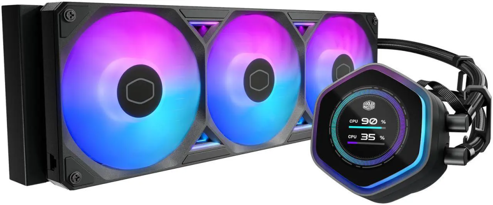 Cooler Master Atmos II 360 LCD FreeForm 2.0  AIO CPU Liquid Cooler, LCD Panel, Dual Chamber Pump, 400mm Tubing, SickleFlow Edge 360 ARGB PWM, R9|Ultra 9, AMD Ryzen AM5, Intel LGA 1851 Platform