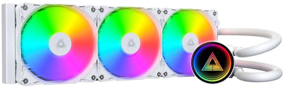 MONTECH LightFlow ARGB 360 CPU Liquid Cooler, 360mm AIO with Infinity Mirror Design, 3100RPM Pump, 3x120mm ARGB Fans, Intel & AMD Support (White)