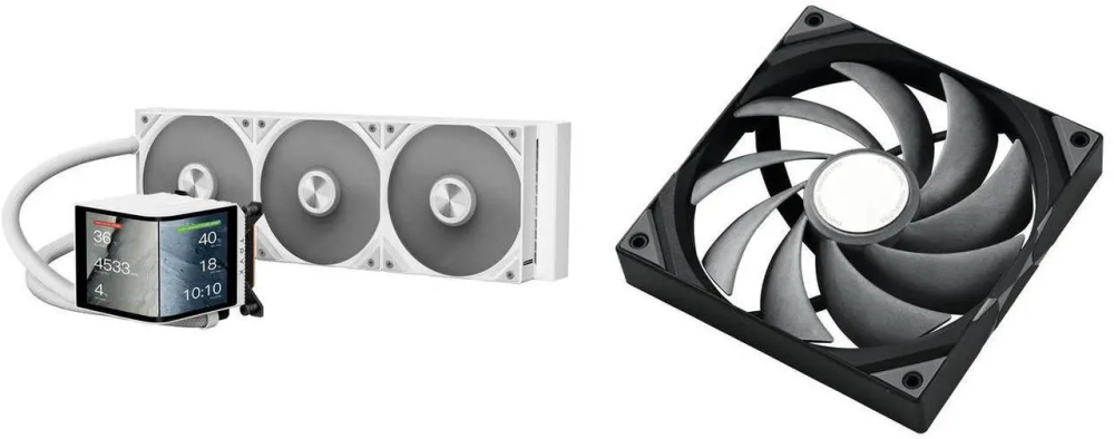 TRYX PANORAMA 360 White 360mm AIO 6.67'' AMOLED Curved Screen 3D Anamorphic Effect Customizable AIO Cooler 360mm Asetek 8th Gen V2 320w TDP Magnetic Performance Fan Intel LGA 1851/1700 AMD AM5/AM4 TRYX ROTA PRO 140 140mm Case Fan 4-Pin PWM