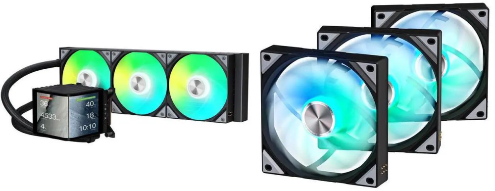 TRYX PANORAMA 360 ARGB 360mm AIO 6.67'' AMOLED Curved Screen 3D Anamorphic Effect Display Customizable AIO Cooler 360mm Asetek 8th Gen V2 320w TDP Magnetic ARGB Fan Intel LGA 1851/1700 AMD AM5/AM4 TRYX ROTA SL ARGB 120mm Case Fan 3in1 Conta - Featured Image