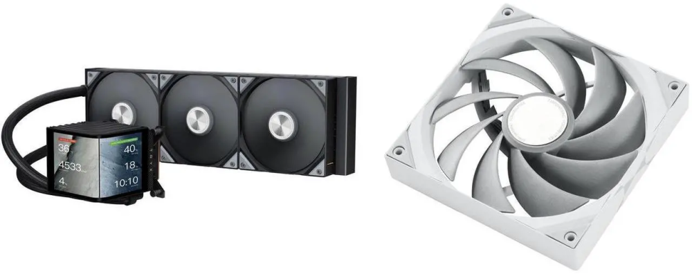 TRYX PANORAMA 360 360mm AIO 6.67'' AMOLED Curved Screen 3D Anamorphic Effect Customizable AIO Cooler 360mm Asetek 8th Gen V2 320w TDP Magnetic Performance Fan Intel LGA 1851/1700 AMD AM5/AM4 TRYX ROTA PRO 140 White 140mm Case Fan 4-Pin PWM