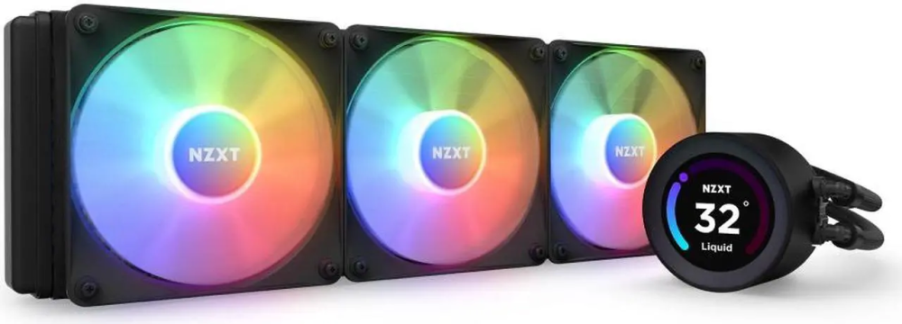 NZXT Kraken Elite RGB 360mm - RL-KR36E-B1 – RGB AIO CPU Liquid Cooler – Customizable LCD Display - 3 x F120RGB Core Fans Radiator Fans Black LGA 1851,1700 / AM5 Compatible - Featured Image