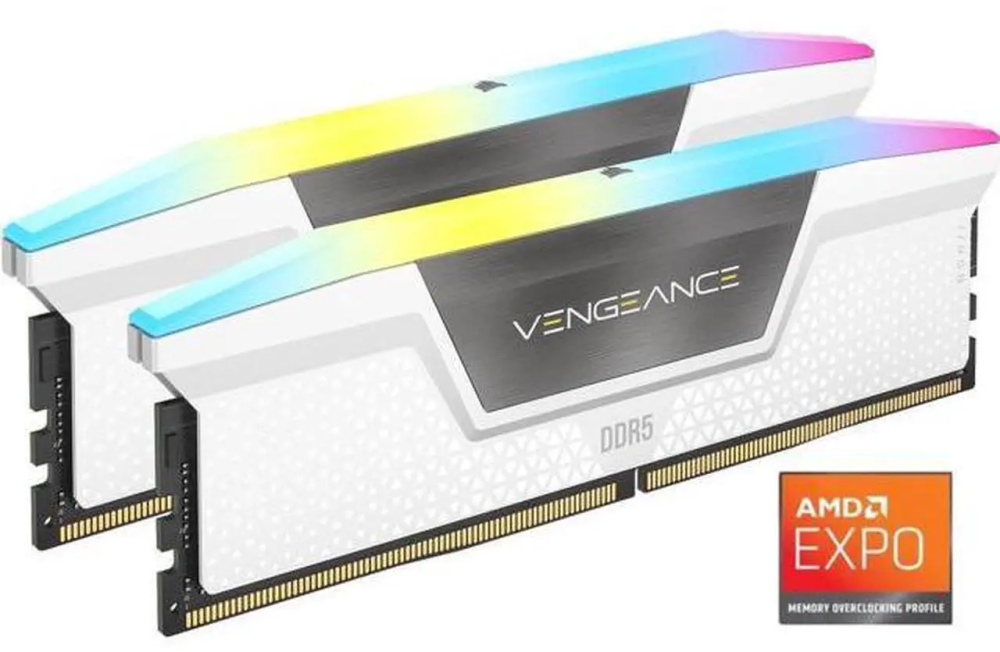 CORSAIR Vengeance RGB 32GB (2 x 16GB) 288-Pin PC RAM DDR5 6400 (PC5 51200) Desktop Memory Model CMH32GX5M2N6400C36W