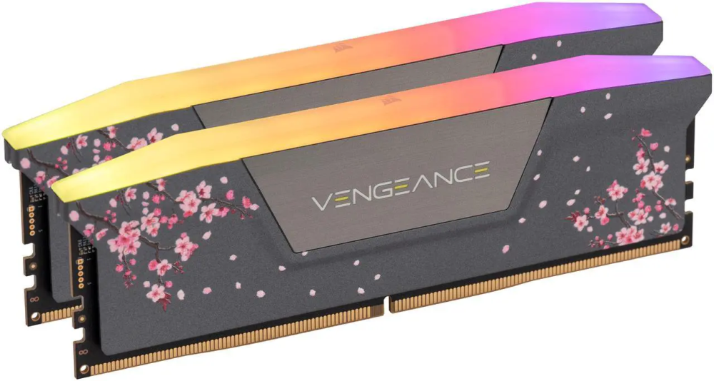 CORSAIR Vengeance RGB 32GB (2 x 16GB) 288-Pin PC RAM DDR5 6000 (PC5 48000) Custom Lab Cherry Blossom Desktop Memory Model CMH32GX5M2B6000Z30CB - Gray - Featured Image