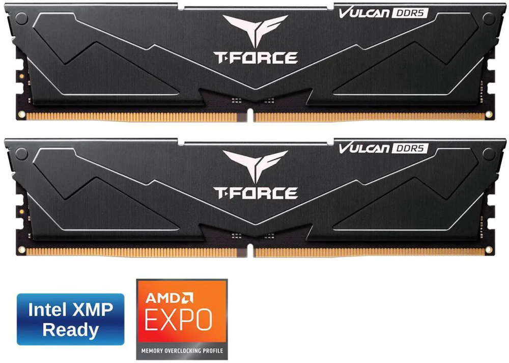 Team T-Force Vulcan 32GB (2 x 16GB) 288-Pin PC RAM DDR5 5600 (PC5 44800) Desktop Memory Model FLBD532G5600HC36BDC01