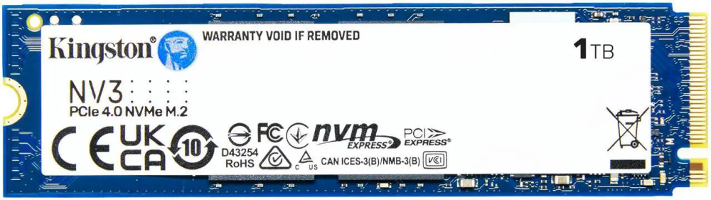 Kingston NV3 M.2 2280 1TB PCIe 4.0 x4 NVMe Internal Solid State Drive (SSD) SNV3S/1000G  Up to 6000 MB/s