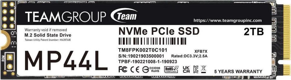Team Group MP44L M.2 2280 2TB PCIe 4.0 x4 with NVMe 1.4 TM8FPK002T0C101 - Featured Image