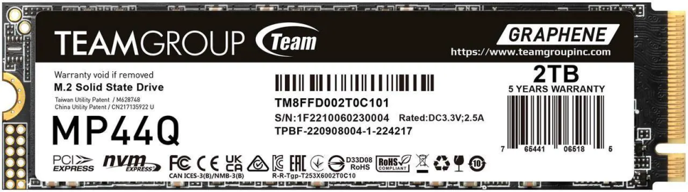TEAMGROUP MP44Q 2TB PCIe Gen4 x4 M.2 2280 SSD Laptop & Desktop & NUC & NAS compatible, Speed up to 7400MB/s (TM8FFD002T0C101) - Featured Image