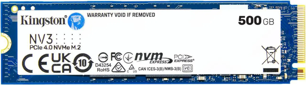 Kingston NV3 M.2 2280 500GB PCIe 4.0 x4 NVMe Internal Solid State Drive (SSD) SNV3S/500G up to Up to 6000 MB/s - Featured Image