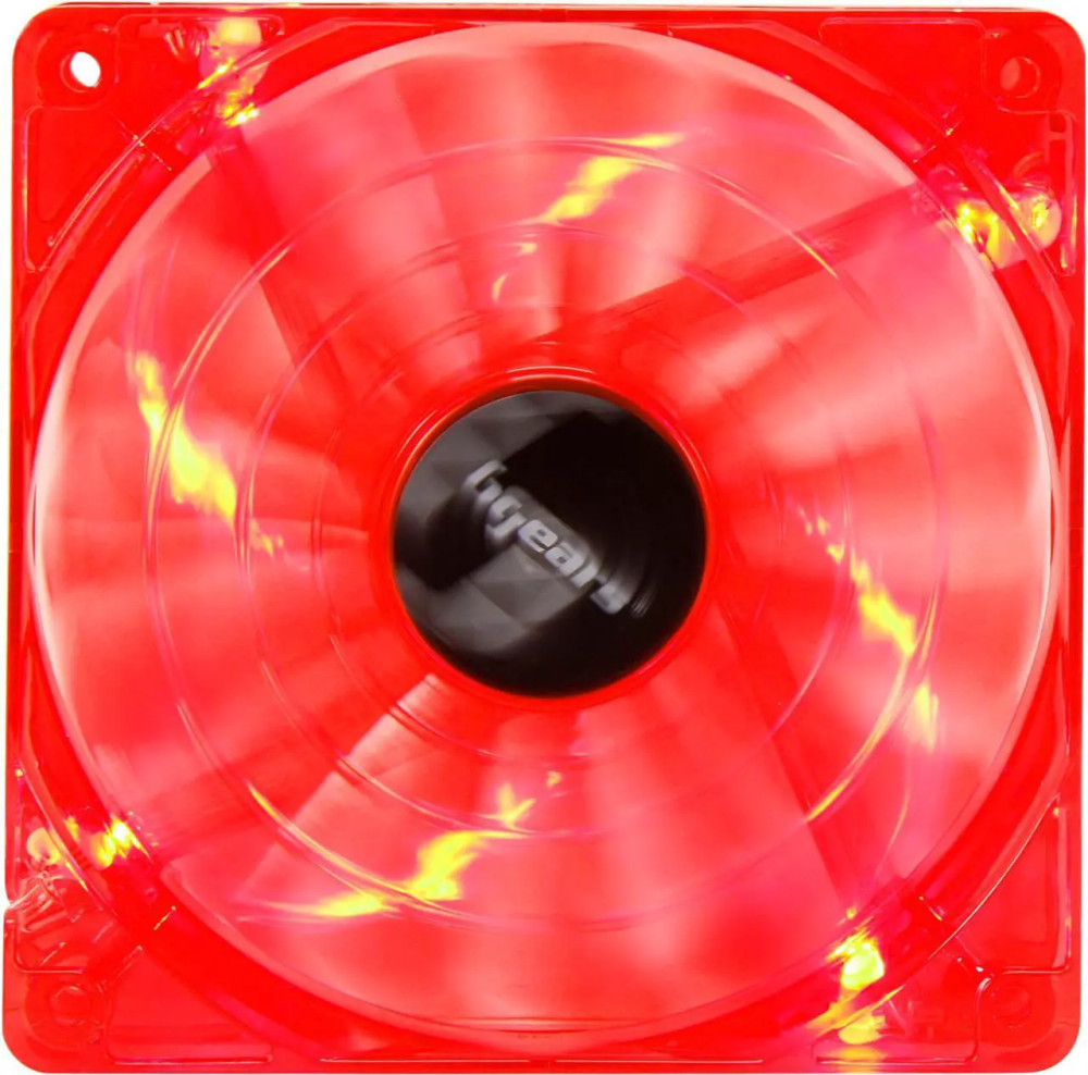Bgears b-PWM 120 Translucent Red with Red LEDs, 15 Blades 2 Ball Bearing PWM fan with 500 to 2000 RPM, 110 CFM, 37.3dBA