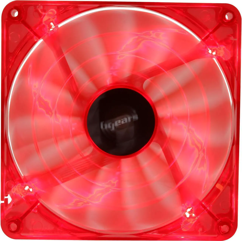Bgears b-PWM 140 Translucent Red with Red LEDs, 15 Blades 2 Ball Bearing PWM fan with 500 to 1800 RPM, 110 CFM, 35.8dBA