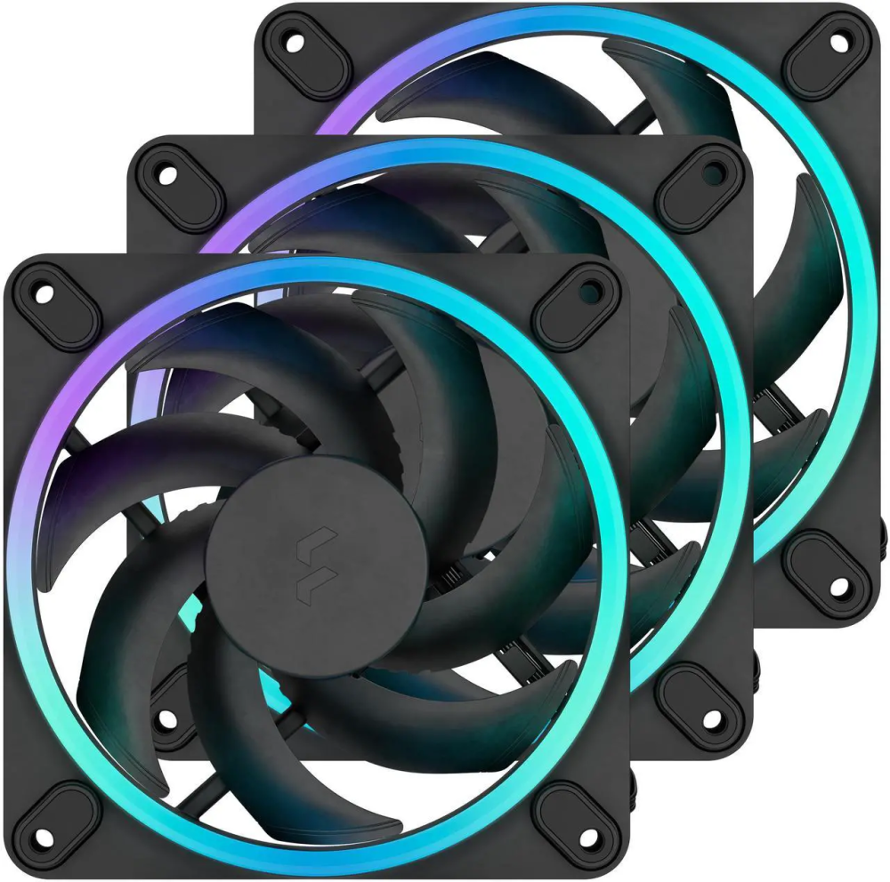Fractal Design Momentum 12 RGB PWM Black 120 mm ARGB LED FDB (Fluid Dynamic Bearing) PC Case Fan (3-pack)