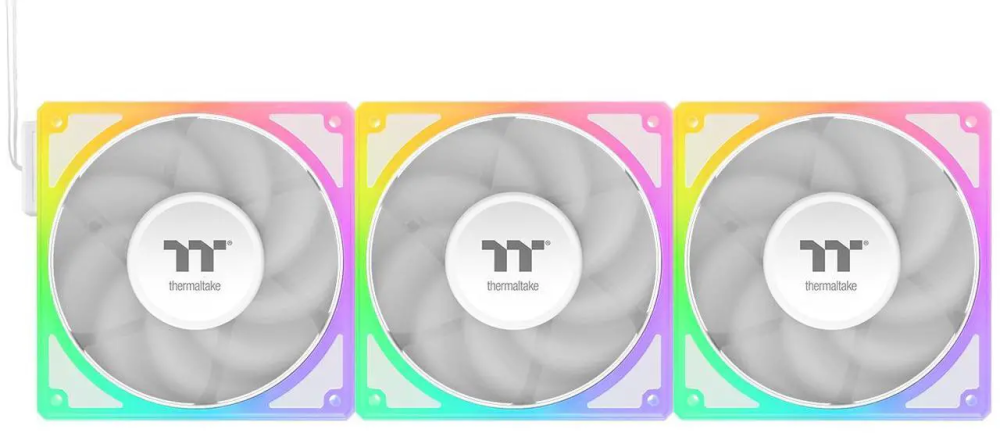 Thermaltake Toughfan EX 120 ARGB Sync; 120mm; PWM 500~2000 RPM; MagForce 2.0; 2.86mm-H2O Static Pressure; Airflow 59.34 CFM; Hydraulic Bearing; 5V 3-Pin Motherboard Sync; 3-Pack; White; CL-F211-PL12SW