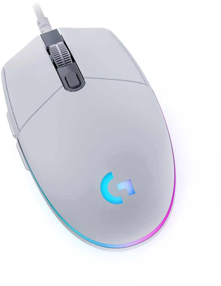 Logitech G203 Wired Gaming Mouse, 8,000 DPI, Rainbow Optical Effect LIGHTSYNC RGB, 6 Programmable Buttons, On-Board Memory, Screen Mapping, PC/Mac Computer and Laptop Compatible - White