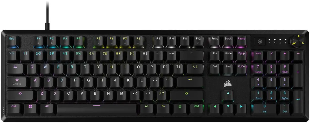 CORSAIR K70 CORE RGB Mechanical Gaming Keyboard - CORSAIR Red Linear Switches - Sound Dampening - Rotary Dial - Aluminum Top Plate - Onboard Storage - Black
