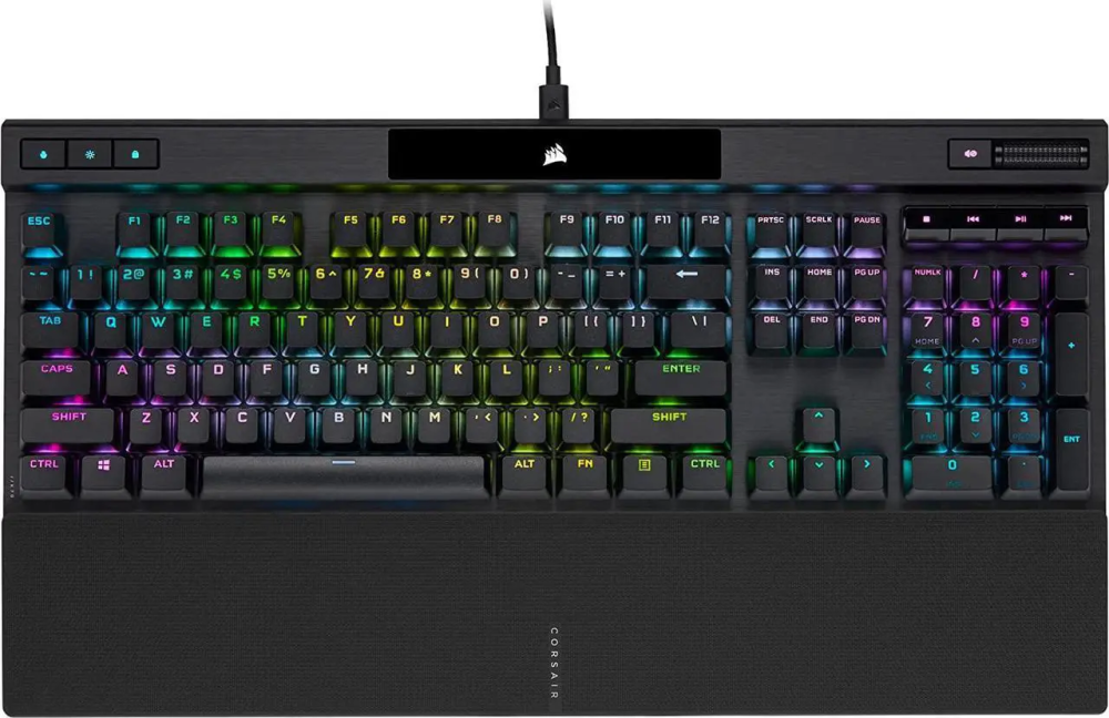 Corsair K70 RGB PRO Wired Mechanical Gaming Keyboard - Cherry MX RGB Red Linear Switches, 8,000Hz Hyper-Polling, PBT Double-Shot PRO Keycaps, Soft-Touch Palm Rest - Black