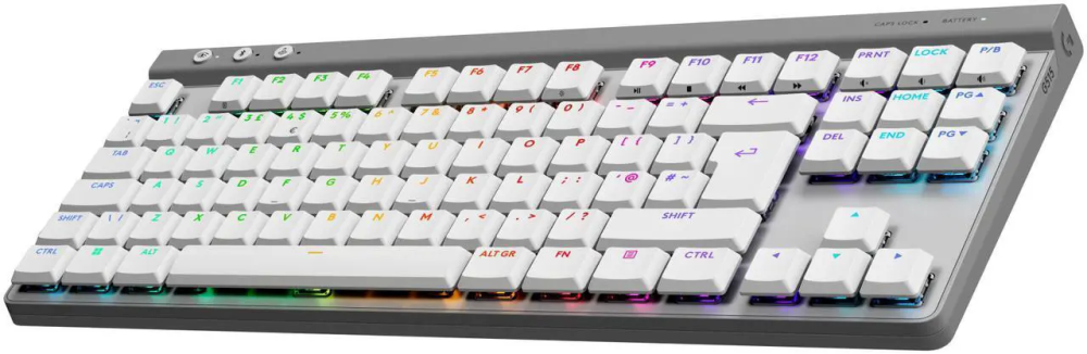 Logitech G515 LIGHTSPEED TKL Low Profile Wireless Gaming Keyboard - GL Brown Tactile Switches, LIGHTSYNC RGB, Thin Tenkeyless Design, PBT Keycaps - White