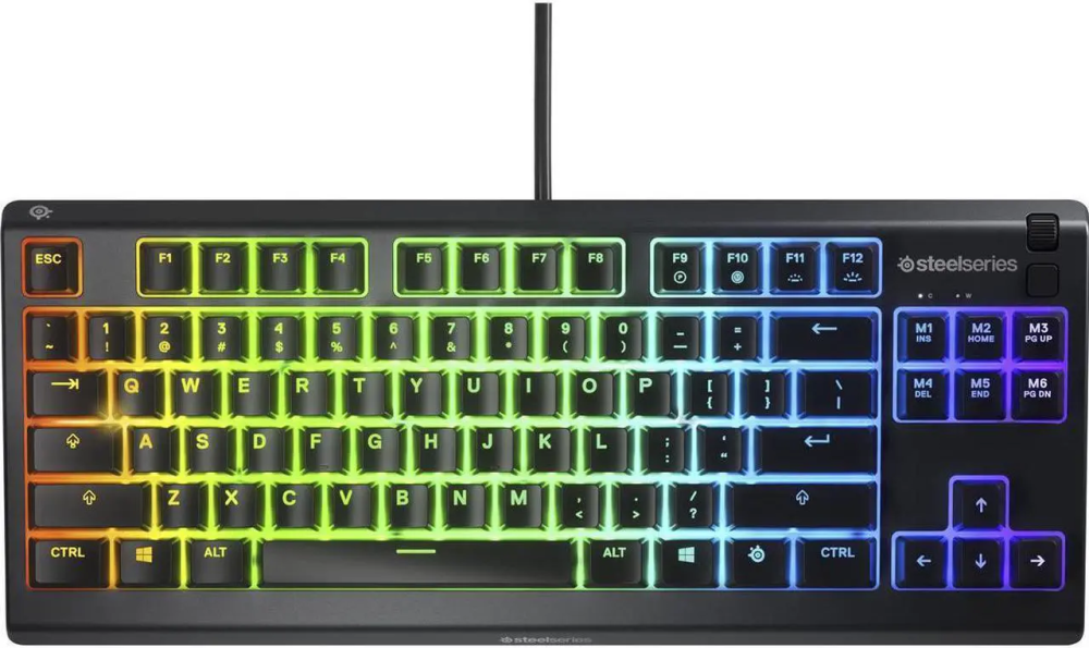 SteelSeries Apex 3 TKL RGB Gaming Keyboard – Tenkeyless Compact Form Factor - 8-Zone RGB Illumination – IP32 Water & Dust Resistant – Whisper Quiet Gaming Switch – Gaming Grade Anti-Ghosting