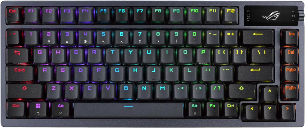 ASUS ROG Azoth 75 Wireless DIY Custom Gaming Keyboard - OLED display, Hot-Swappable Pre-lubed ROG NX Storm Switches & Keyboard Stabilizers, PBT Keycaps, RGB