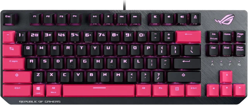 ASUS ROG Strix Scope TKL Electro Punk Mechanical Gaming Keyboard | Cherry MX Red Switches | 2X Wider Ctrl Key for Greater FPS Precision | Gaming Keyboard for PC | Aura Sync RGB Lighting, Quick-Toggle - Featured Image