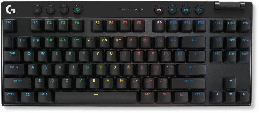 Logitech G PRO X TKL Lightspeed Wireless Gaming Keyboard, Ultra-Portable Tenkeyless Design, LIGHTSYNC RGB, PBT keycaps, Tactile Switches (GX Brown) - Black