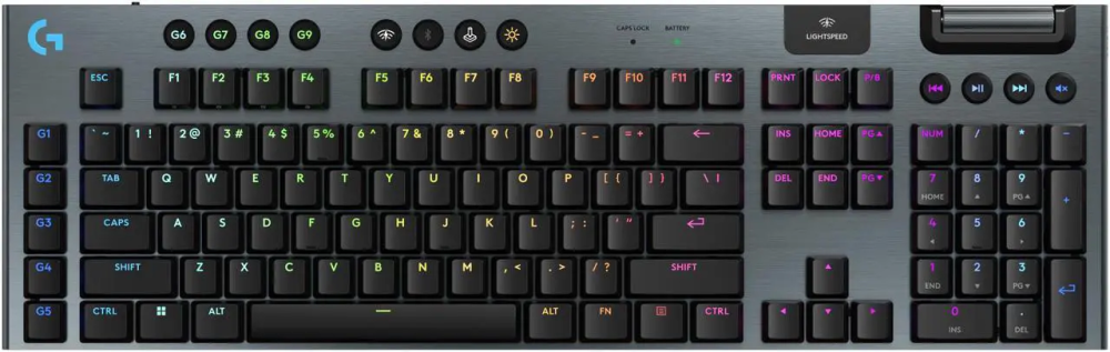 Logitech G915 X LIGHTSPEED Low Profile Wireless Mechanical Gaming Keyboard - GL Brown Tactile Switches, RGB Backlighting - Black