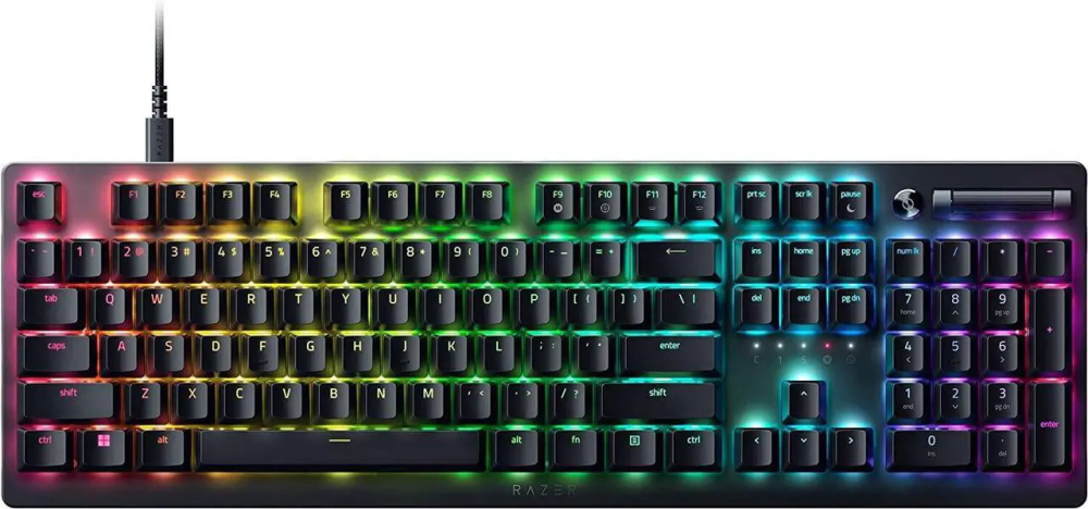 Razer DeathStalker V2 Gaming Keyboard: Low-Profile Keys - Linear Red Optical Switches - Ultra-Durable Coated Keycaps - Durable Aluminum Top Plate - Multi-Function Roller and Media Button - Chroma RGB
