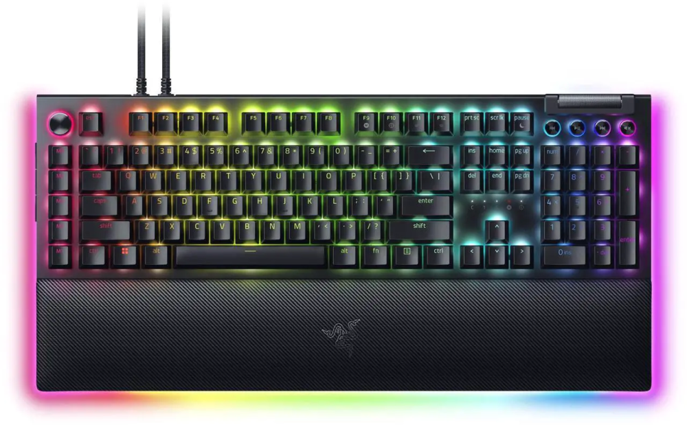 Razer BlackWidow V4 Pro Wired Mechanical Gaming Keyboard - Yellow Switches (Linear & Silent), Doubleshot ABS Keycaps, Command Dial, Chroma RGB, Magnetic Wrist Rest, Snap Tap