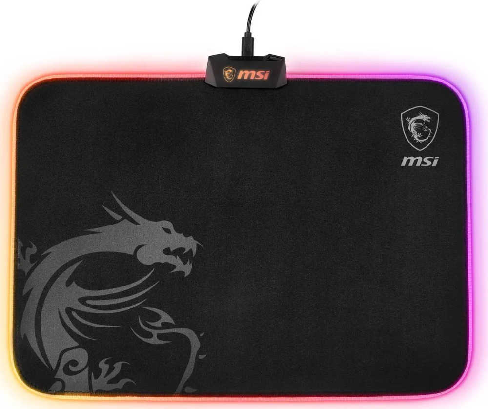 MSI AGILITY GD60 (RGB) Mouse Pad, 15" x 11", Micro-Textile Surface, Natural Rubber Base