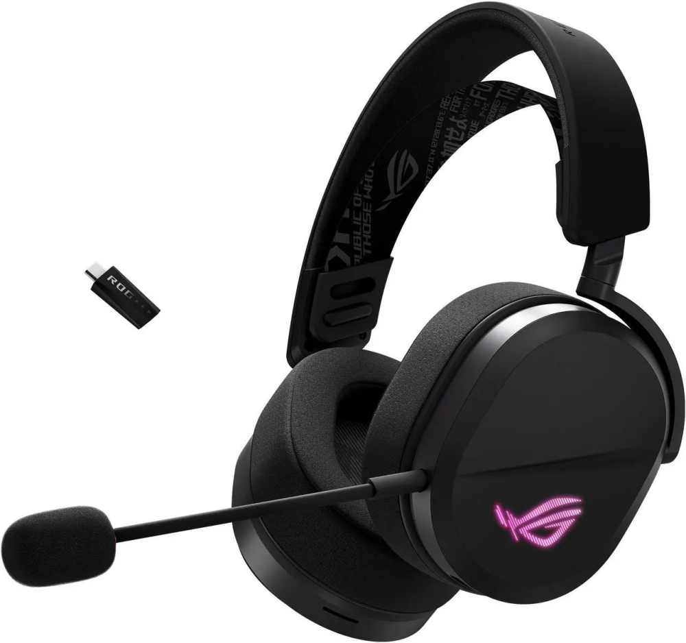 ASUS ROG Pelta Wireless Gaming Headset (BT, ROG SpeedNova 2.4GHz, USB-C, Lightweight 309g, 50mm ROG Titanium-Plated Drivers, 10mm Super-Wideband Mic, RGB, 70HR Battery, For PC, Switch, PS5)- Black