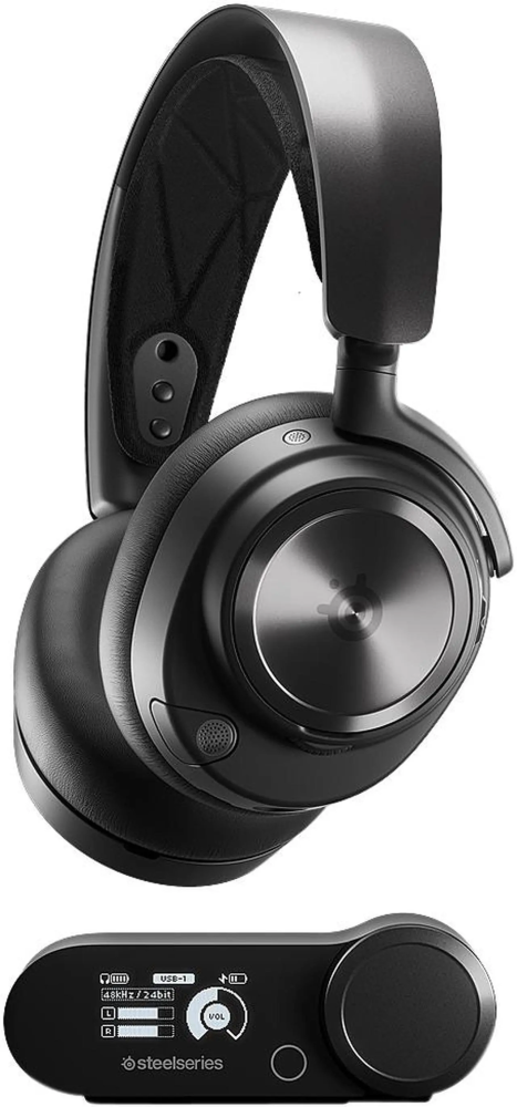 SteelSeries Arctis Nova Pro Wireless Multi-System Gaming Headset - Premium Hi-Fi Drivers - Active Noise Cancellation - Infinity Power System - Stealth Retractable Mic - PC, PS5/PS4, Switch, Mobile