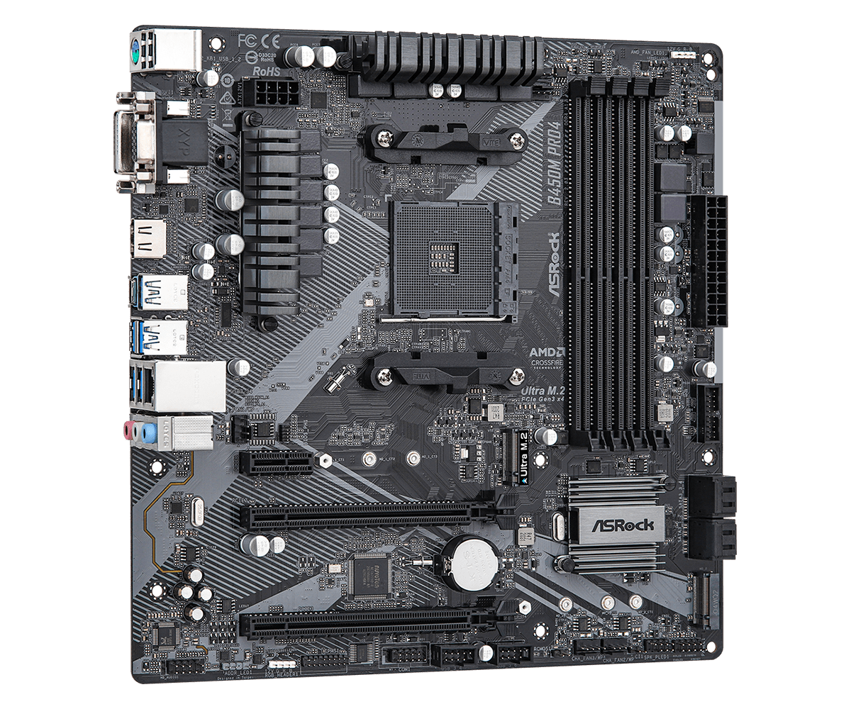 ASRock B450M Pro4 R2.0 (AM4) - Gallery Image