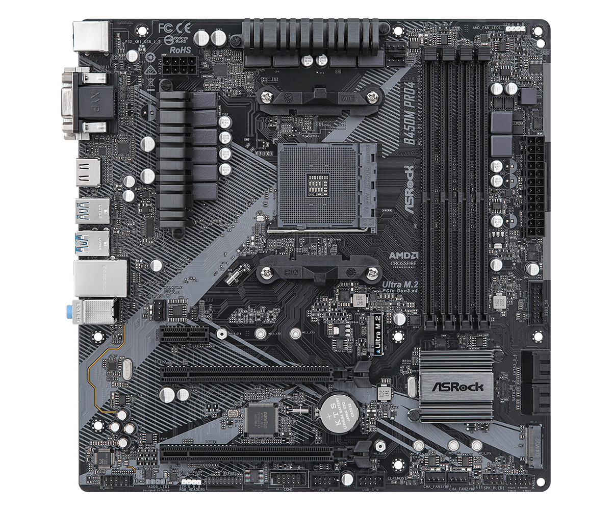 ASRock B450M Pro4 R2.0 (AM4) - Gallery Image